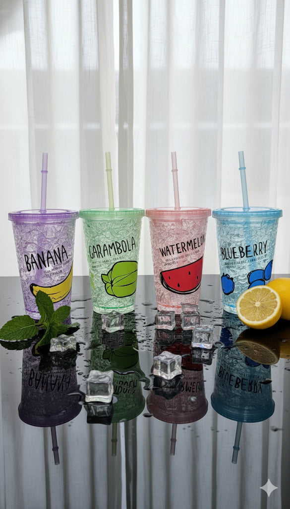 Crushed double layer water cup sipper