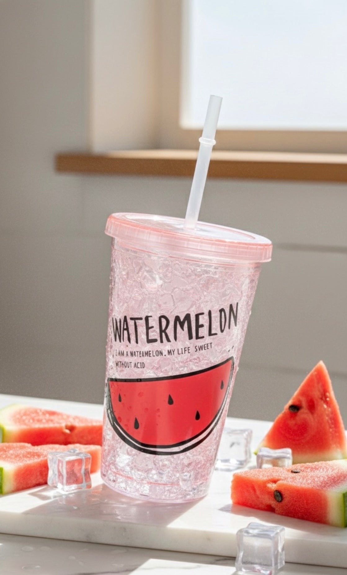 Crushed double layer water cup sipper